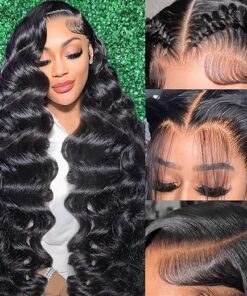 13x6 Body Wave Lace Front Wigs Human Hair Pre Plucked HD Transparent Lace Frontal Wigs Human Hair 180% Density Glueless Wigs Human Hair with Baby Hair for Women 26 Inch