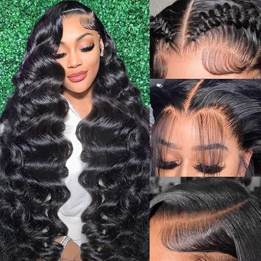 13x6 Body Wave Lace Front Wigs Human Hair Pre Plucked HD Transparent Lace Frontal Wigs Human Hair 180% Density Glueless Wigs Human Hair with Baby Hair for Women 26 Inch