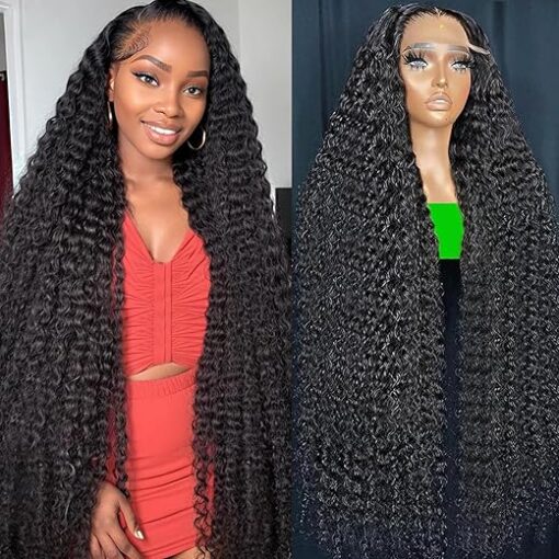 13x6 Deep Wave Lace Front Wigs Human Hair 28 Inch 180 Density HD Deep Curly Lace Front Wigs Human Hair Wigs for Women Lace Frontal Wigs Human Hair Pre Plucked with Baby Hair