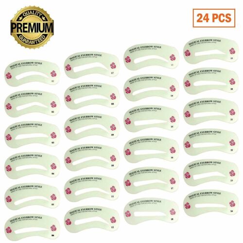 24 Styles Eyebrow Shaping Stencils Grooming Shaper Template Makeup Tool Kit