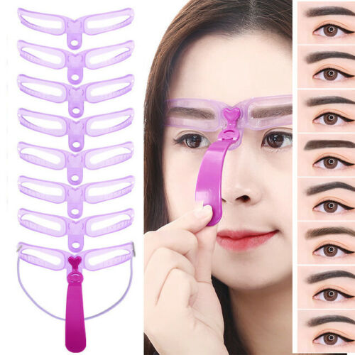 8 Styles Eyebrow Shaping Stencils Grooming Shaper Reusable Template Makeup Tool