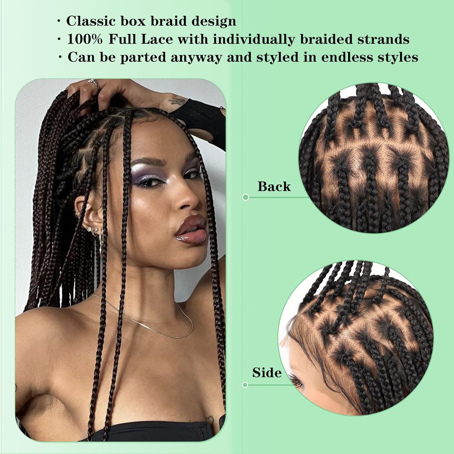 IUPin 36" Full Lace Box Braided Wig