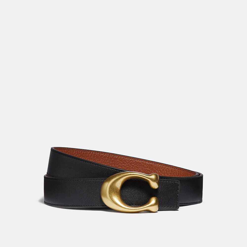 Signature Buckle Reversible Belt in Leather