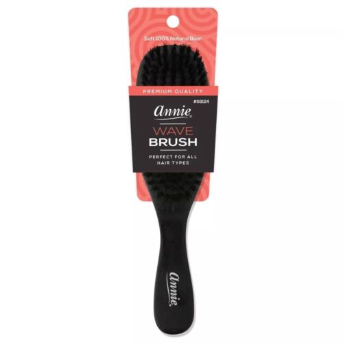 Annie Wave Brush BLACK Soft Boar Bristle ALL HAIR TYPES