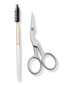 eyebrow shaping scissors and brush