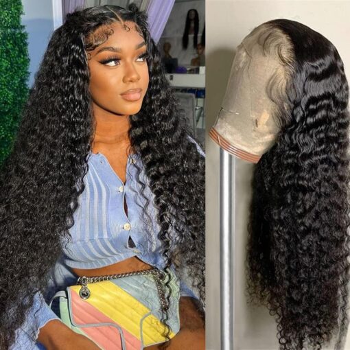 Karbalu 13x6 Deep Wave Lace Front Wigs Human Hair Pre Plucked 200% Density 13x6 HD Transparent Lace Front Wigs Human Hair Glueless Wigs Human Hair with Baby Hair Deep Curly Wigs...