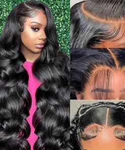 Muokass 13x6 Body Wave Lace Front Wigs Human Hair 200 Density 13x6 HD Lace Frontal Wigs Human Hair Glueless Wigs Human Hair Pre Plucked for Women with Baby Hair Natural Color 22...