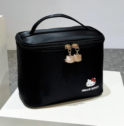 Sanrio Hello Kitty Black Makeup Bag Cosmetic Womens Beauty Vanity Travel Case