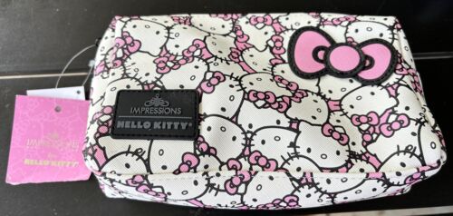 Sanrio Pink Bow Hello Kitty Cosmetic Pouch MakeUp Bag Impressions New Ripped Tag