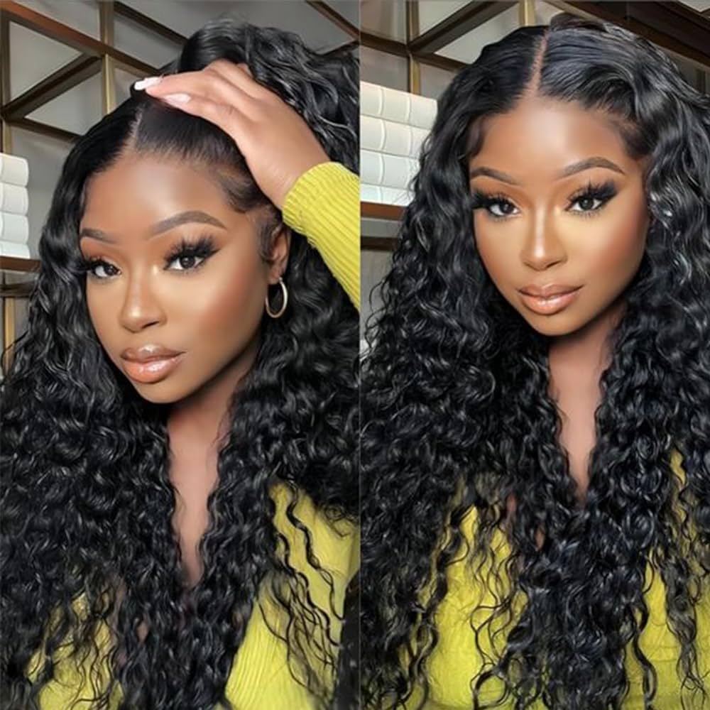 Amazon.com : Water Wave Lace Front Wigs Human Hair Wigs for Black