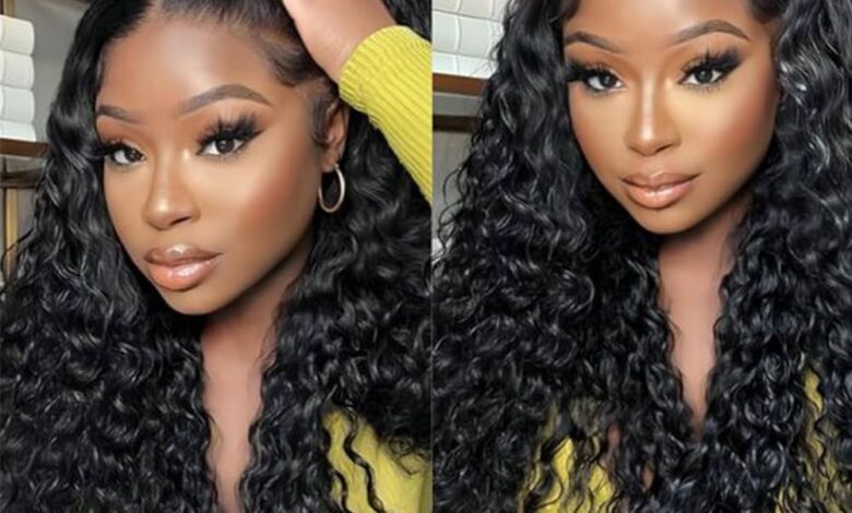 Amazon.com : Water Wave Lace Front Wigs Human Hair Wigs for Black