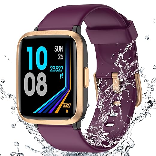 Fitness Tracker Watch with Heart Rate Monitor, Large Screen Activity Tracker with Pedometer, Sleep Monitor, Calories & Step Counter, 5ATM Waterproof Smart Watch for Women Men Fitness Watch for Sports