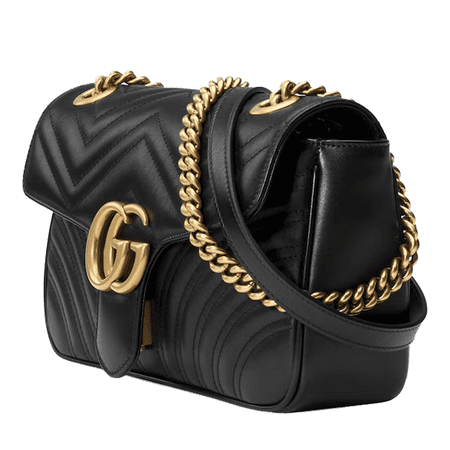 Gucci GG Marmont Small Shoulder Bag Black Matelassé Leather Handbag Women New