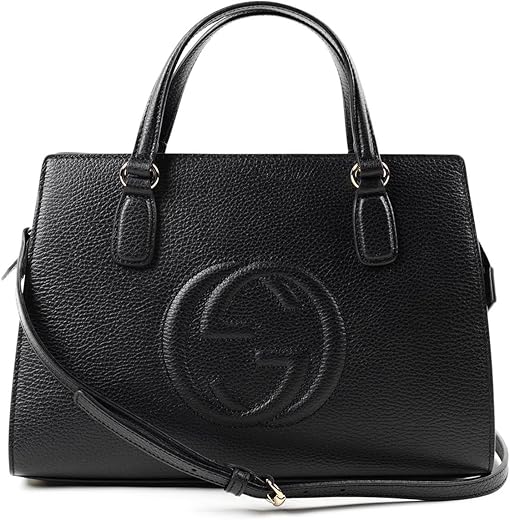 Gucci Soho Leather Satchel tote Structured Black Shoulder Bag New