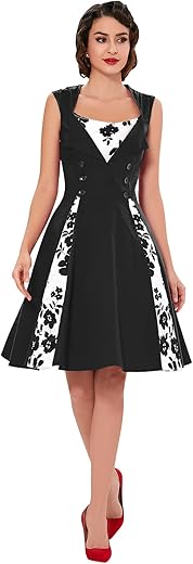 KILLREAL Women's Polka Dot Retro Vintage Style Cocktail Party Swing Dress