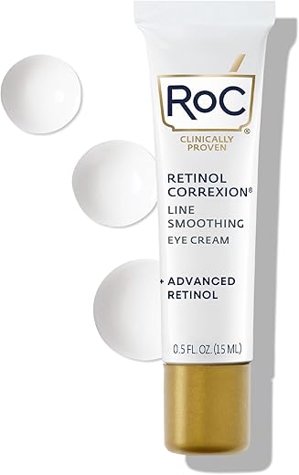 RoC Retinol Correxion Under Eye Cream for Dark Circles & Puffiness, Daily Wrinkle Cream, Anti Aging Line Smoothing Skin Care Treatment for Women and Men, 0.5 oz (Packaging May Vary)