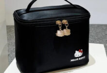 Sanrio Hello Kitty Black Makeup Bag Cosmetic Womens Beauty Vanity Travel Case